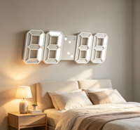 Reloj Despertador Digital LED 3D Moderno, Reloj Electrónico de Plástico para Pared y Escritorio con Función de Repetición, Fecha, Temperatura y Luz Nocturna para Sala de Estar