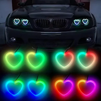 Nouvelles bagues LED RGB à effet de poursuite et de course, en forme de cœur, pour phares de voiture, 12V, ajustement universel