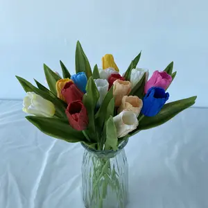 טוליפ מגע אמיתי באיכות גבוהה פרחים מזויפים פרימיום פלסטיק סיליקון משי PU פרחי טוליפ טוליפ מלאכותי