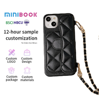 Étui de téléphone en cuir avec lanière Minibook Factory pour iPhone 17, étui de luxe professionnel avec porte-cartes pour iPhone 14 17 Pro