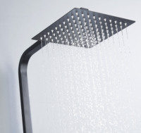 Ensemble de robinetterie de douche thermostatique carrée réglable de style antique avec pommeau de douche effet pluie noir mat