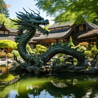 Décoration de jardin extérieur Myth Totem Dragon chinois Statue en métal Grand bronze Sculpture Loong Cascade Fontaine d'eau
