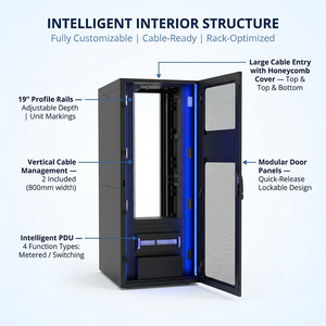 Armadio di Rete Intelligente da 19 Pollici con PDU Intelligente e Schermo Touch da 8 Pollici per Gestione Remota del Rack Server - Product Image 2