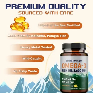 Cápsulas de Aceite de Pescado Omega-3 Puro Halal de Marca Privada OEM al por Mayor, 3600mg Triple Potencia EPA DHA, 120 Cápsulas Blandas para Adultos, Sin GMO - Product Image 4