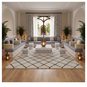 Juego de Sofás de Lujo Marroquíes Sedari Jalsa, Muebles de Madera para Salón con Almacenamiento para Uso Doméstico - Product Image 3