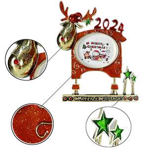 إطار صور غزال عيد الميلاد 4x6in ، جدار ندفة الثلج المعدني مع الزجاج المقسى ، هدية منزلية احتفالية - Product Image 3