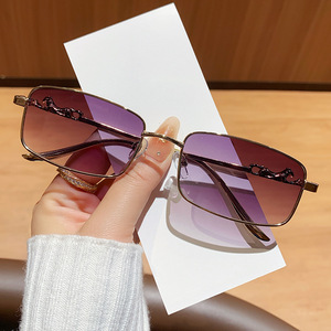 Unisex Metal Square <b>Sunglasses</b> Gold Frame UV400 Protection Type 3 Sunshades PC Lens Full Rim Design - Product Image 3