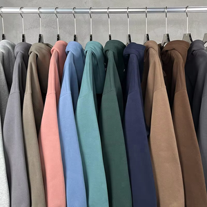 Thương Hiệu Sang Trọng Của Nam Giới Quá Khổ Bông Màu Nâu Áo Nỉ Bán Buôn No-String Zip Áo Khoác Thêu Đau Khổ Cổ Điển Hoodies - Product Image 2