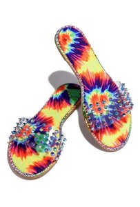 Nuevas Sandalias de Moda para Mujer, Color Arcoíris Brillante, Sandalias de Exterior de Talla Grande, Sandalias y Chanclas con Flores y Remaches Vietnamitas para Mujer - Product Image 2
