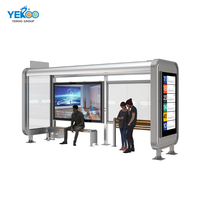 Abri de bus moderne en acier de conception originale, de haute qualité, personnalisé, avec boîte à lumière LED, résistant aux intempéries, économe en énergie, pour l'urbanisme public