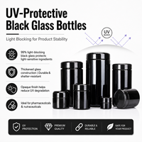Bouteille en verre à large ouverture anti-UV de 5, 10, 15, 20, 30, 50, 100, 150, 200, 250, 300, 400, 500, 1000 ml, pot en verre noir anti-UV