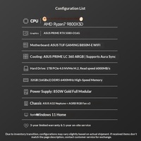 En stock, vente en gros, PC de jeu personnalisé ASUS avec refroidissement liquide, AMD R7 9800X3D, 32 Go DDR5, SSD 1 To, RTX 5080, commande en gros, prêt à être expédié