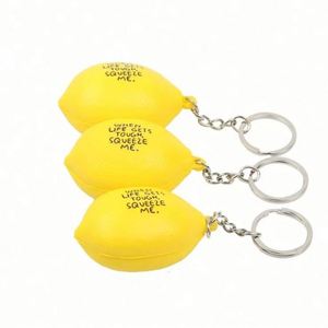 Custom Logo PU Lemon Anti-Stress Ball Keychain Promotional Toy for Children - Product Image 1