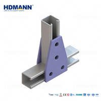 Hdmann CE ISO Connecteur de profilés en acier galvanisé robuste, plaque en T à 4 trous avec gusset