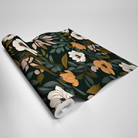 Papier peint auto-adhésif givré à motifs floraux européens, 45x300, autocollant mural imperméable, décoration botanique foncée pour salon et chambre à coucher