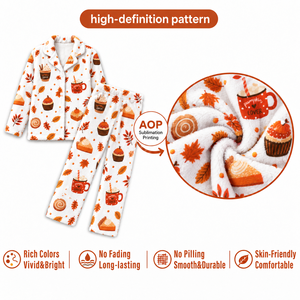 Set <span class=keywords><strong>Pigiama</strong></span> in Flanella per <span class=keywords><strong>Donna</strong></span>, Abbigliamento da Notte Autunnale per il Ringraziamento, Set <span class=keywords><strong>Pigiama</strong></span> <span class=keywords><strong>con</strong></span> <span class=keywords><strong>Bottoni</strong></span> e Maniche Lunghe in <span class=keywords><strong>Pile</strong></span> <span class=keywords><strong>con</strong></span> Pantaloni, Stampa Foglie d'Acero AOP - Product Image 4
