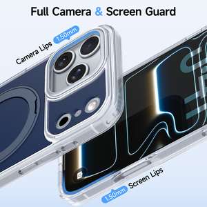 360 °   Support magnétique rotatif pour coque <span class=keywords><strong>iPhone</strong></span> 17 Pro Max 16, protection de l'appareil <span class=keywords><strong>photo</strong></span>, anti-jaunissement, transparente, antichoc, coque arrière pour téléphone portable - Product Image 2