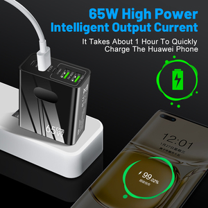 65W phổ 5-<span class=keywords><strong>Port</strong></span> 3-<span class=keywords><strong>usb</strong></span> Loại C sạc nhanh QC3.0 pd25w tường ổ cắm với UK EU chúng tôi cắm 40W Công suất đầu ra nhanh chóng nhà sạc - Product Image 2