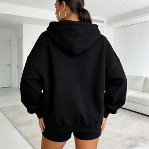 Nueva Colección 2026 Conjunto de 2 Piezas para Mujer, Talla Grande, Bajo Costo, Logotipo Personalizado, Sudadera con Capucha y Pantalones Cortos de Felpa de Algodón, Ropa Deportiva Informal - Product Image 3