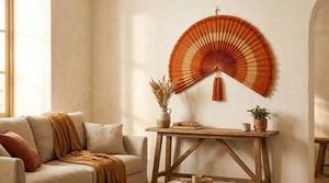 Handmade Large Bamboo <b>Wall</b> <b>Fan</b> <b>Decor</b> Terracotta Boho Art Natural Home Decoration Vietnam Factory - Product Image 6