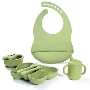 ชุดอาหารเด็กซิลิโคนขายส่ง ประกอบด้วยชามเด็ก จานแบ่งช่องรูป<span class=keywords><strong>ผีเสื้อ</strong></span> แก้วทนทาน ผ้ากันเปื้อนเด็กแบบซักได้ ช้อนส้อมแบบไม่แตก - Product Image 3