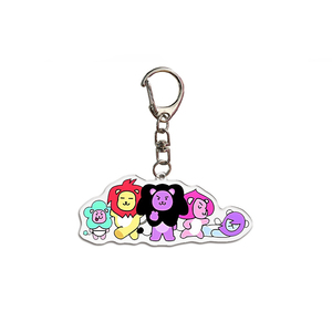 Wholesale Custom Q Version Animal Image UV Printed Acrylic Key Chain Bag Decoration Student Schoolbag Cute Cartoon Small Pendant - Product Image 4