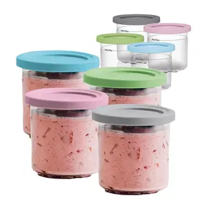 16oz Ice Cream Prints Storage Containers Replacement Color lids Ice Cream Storage Containers for Ninja Creami