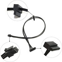 Cable adaptador de fuente de alimentación para disco duro SATA de 15 pines en ángulo recto, de 4 pines a 2 x SATA, para placa base ATX Mini