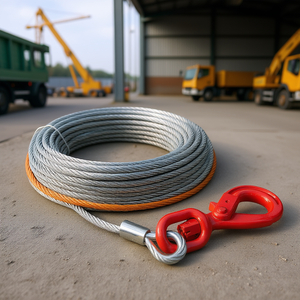 Cable de acero galvanizado para cabrestante de 3/8 pulgadas x 50 pies con gancho giratorio para aplicaciones de elevación y tracción de alta resistencia - Product Image 2