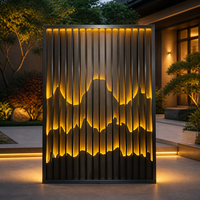 Paravent Moderne en Acier Inoxydable Étanche avec Paysage Montagneux Découpé au Laser et Éclairage LED pour Mariages, Villas et Halls d'Hôtels