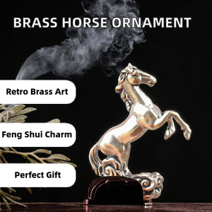 Escultura de Mesa de Caballo de Latón sobre Nube Auspiciosa, Adorno Retro de Feng Shui, Decoración de Escritorio con Animal del Zodiaco - Product Image 2