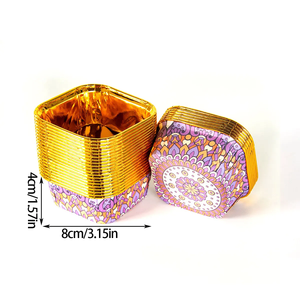 Moldes para Cupcakes con Diseño Cuadrado en Papel Dorado para el Ramadán y el Eid Mubarak, Decoración para Fiestas Musulmanas - Product Image 2