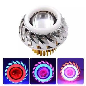Phare LED pour <span class=keywords><strong>moto</strong></span>, faisceau double, multicolore, double halo, œil d'ange et de démon, projecteur intégré, feu antibrouillard - Product Image 3