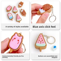 6 styles de porte-clés clicker crème glacée, jouet anti-stress imprimé en 3D PLA, mignon, motifs sucette, chat, pastèque