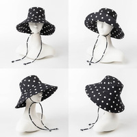 Nouvelle Arrivée 2026 – Chapeau Bob en Coton à Pois Personnalisé à Large Bord, Tendance Extérieur, Protection Solaire Respirante, Chapeau de Plage avec Sangles