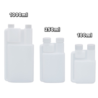 Vente en gros de bouteilles de chambre de dosage à double col en plastique PE personnalisées de 100ml 250ml 1000ml