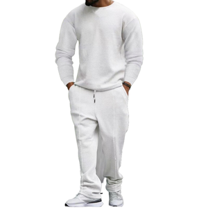 EVELYN abito due pezzi da <span class=keywords><strong>uomo</strong></span> Casual sport in maglia Waffled girocollo a maniche lunghe e pantaloni per l'inverno - Product Image 4