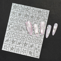 Autocollants pour ongles en forme d'étoile scintillante, autocollants 3D brillants argentés et dorés, accessoires de luxe pour la décoration des ongles en DIY
