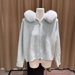Suéter de Mujer con Capucha y Cuello de Piel de Zorro, Largo y Grande, Invierno 2026, Nuevo, Moderno y Versátil, <span class=keywords><strong>Chaqueta</strong></span> Tejida Gruesa - Product Image 2