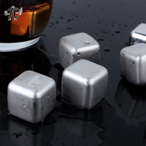 Pierres à whisky réutilisables en acier inoxydable 304 de qualité alimentaire, carrées, argentées, avec pince à glace, écologiques, vente en gros usine - Product Image 2