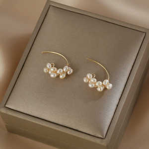 Exquisitos pendientes de perlas naturales enrolladas a mano 1616 - Product Image 3