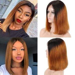 Peluca de cabello humano brasileño sin pegamento, pelo corto color borgoña, rubio oscuro, rojo, 30 pulgadas, sin pegamento - Product Image 4