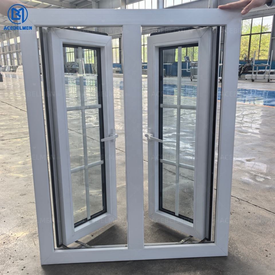 Hot Sale European PVC Casement Window Doubled Glazed Grill Fiberglass ...