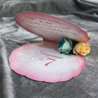 Thème océan 7e anniversaire fête coquille de mer inviter carte pliée rose coquillage carte d'anniversaire faire-part de mariage avec perle