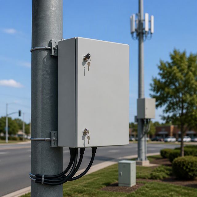 Weatherproof Outdoor Wall Mount Telecom Cabinet IP55 Waterproof 19 Inch Rack Enclosure Support Pole & Wall Installation