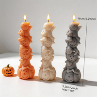 Moule en silicone pour empilage de citrouilles d'Halloween et fantômes superposés, pour bougies en cire de soja, résine et plâtre, idéal pour la décoration de maison hantée et comme cadeau