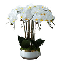Orchidées Phalaenopsis artificielles personnalisables au toucher réel, vase de fleurs artificielles de luxe, arrangement en soie imprimé en 3D, décoration pour la maison et l'hôtel