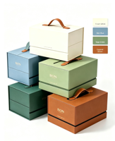 Boîte cadeau rigide simple et portable, écologique, à double compartiment, avec fermeture magnétique, logo personnalisé, pour usage professionnel/festif