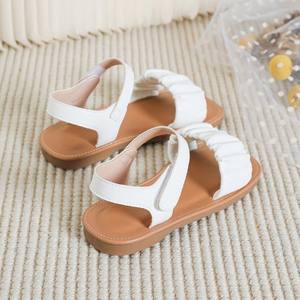 Sandales pour enfants à bout carré, respirantes, plates, antidérapantes, chaussures de plage pour petites filles - Product Image 4