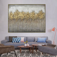Feuille d'or forêt grande taille haute qualité luxe 100% peint à la main art moderne toile peinture à l'huile arbre